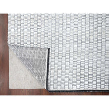 Load image into Gallery viewer, 9&#39;x12&#39;2&quot; Ivory And Black, Modern Textured And Roman Floor Design, Wool And Plant Based Silk, Hand Loomed, Oriental Rug FWR505350