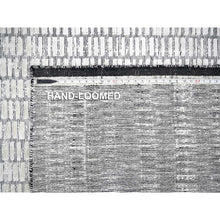 Load image into Gallery viewer, 9&#39;x12&#39;2&quot; Ivory and Black, Modern Textured and Roman Floor Design, Wool and Plant Based Silk, Hand Loomed, Oriental Rug FWR505350