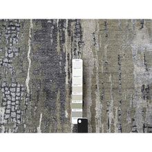 Load image into Gallery viewer, 2&#39;9&quot;x22&#39;3&quot; Taupe, Hand Knotted, Abstract with Mosaic Design, Dense Weave, Wool and Silk, XL Runner Oriental Rug FWR505404