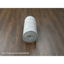 Load image into Gallery viewer, 2&#39;9&quot;x22&#39;3&quot; Taupe, Hand Knotted, Abstract With Mosaic Design, Dense Weave, Wool And Silk, Xl Runner Oriental Rug FWR505404