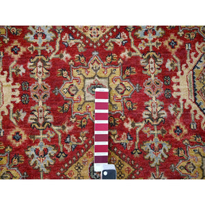 4'1"x6' Red And Black, Karajeh Design, Organic Wool, Hand Knotted, Oriental Rug FWR505566
