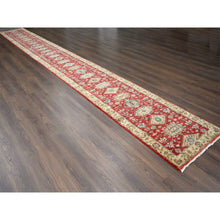 Load image into Gallery viewer, 2&#39;10&quot;x24&#39;9&quot; Red and Gold, Karajeh Design, with Geometric Medallions, Extra Soft Wool, Hand Knotted, XL Runner Oriental Rug FWR505578