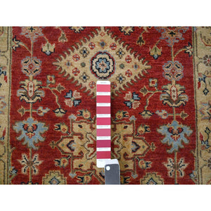 2'10"x24'9" Red and Gold, Karajeh Design, with Geometric Medallions, Extra Soft Wool, Hand Knotted, XL Runner Oriental Rug FWR505578