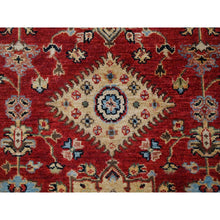 Load image into Gallery viewer, 2&#39;10&quot;x24&#39;9&quot; Red and Gold, Karajeh Design, with Geometric Medallions, Extra Soft Wool, Hand Knotted, XL Runner Oriental Rug FWR505578