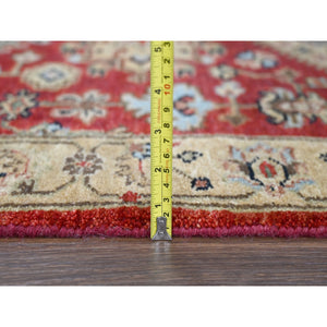 2'10"x24'9" Red and Gold, Karajeh Design, with Geometric Medallions, Extra Soft Wool, Hand Knotted, XL Runner Oriental Rug FWR505578