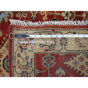 2'10"x24'9" Red and Gold, Karajeh Design, with Geometric Medallions, Extra Soft Wool, Hand Knotted, XL Runner Oriental Rug FWR505578