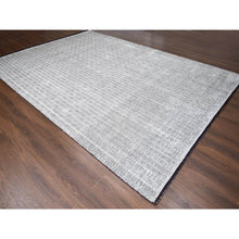 Load image into Gallery viewer, 10&#39;x14&#39;4&quot; Gray And Black, Hand Loomed, Modern Textured Roman Floor Design, Wool And Plant Based Silk, Oriental Rug FWR505632
