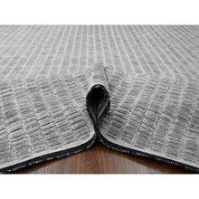 Load image into Gallery viewer, 10&#39;x14&#39;4&quot; Gray And Black, Hand Loomed, Modern Textured Roman Floor Design, Wool And Plant Based Silk, Oriental Rug FWR505632