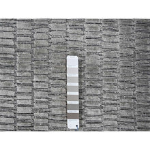 Load image into Gallery viewer, 10&#39;x14&#39;4&quot; Gray And Black, Hand Loomed, Modern Textured Roman Floor Design, Wool And Plant Based Silk, Oriental Rug FWR505632