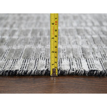 Load image into Gallery viewer, 10&#39;x14&#39;4&quot; Gray And Black, Hand Loomed, Modern Textured Roman Floor Design, Wool And Plant Based Silk, Oriental Rug FWR505632