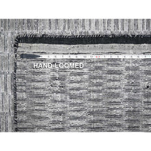Load image into Gallery viewer, 10&#39;x14&#39;4&quot; Gray And Black, Hand Loomed, Modern Textured Roman Floor Design, Wool And Plant Based Silk, Oriental Rug FWR505632