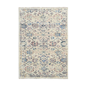 5'10"x8'10" Ivory, Pure Wool, Soft Pile, Natural Dyes, Hand Knotted, Mahal Design, Supple Collection, Oushak Oriental Rug FWR505710