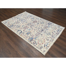 Load image into Gallery viewer, 5&#39;10&quot;x8&#39;10&quot; Ivory, Pure Wool, Soft Pile, Natural Dyes, Hand Knotted, Mahal Design, Supple Collection, Oushak Oriental Rug FWR505710