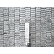 Load image into Gallery viewer, 7&#39;10&quot;x10&#39; Gray and Black, Hand Loomed, Wool and Plant Based Silk, Modern Textured Roman Floor Design, Oriental Rug FWR505788