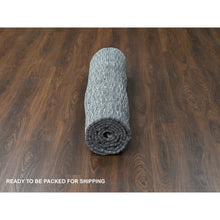 Load image into Gallery viewer, 7&#39;10&quot;x10&#39; Gray and Black, Hand Loomed, Wool and Plant Based Silk, Modern Textured Roman Floor Design, Oriental Rug FWR505788