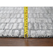 Load image into Gallery viewer, 7&#39;10&quot;x10&#39; Gray and Black, Hand Loomed, Wool and Plant Based Silk, Modern Textured Roman Floor Design, Oriental Rug FWR505788