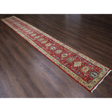 Load image into Gallery viewer, 2&#39;8&quot;x17&#39;10&quot; Red, Hand Knotted, Organic Wool, Karajeh Design, XL Runner, Soft to the Touch Pile Oriental Rug FWR505806