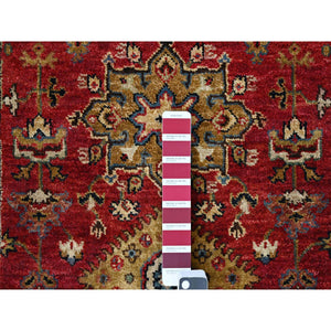 2'8"x17'10" Red, Hand Knotted, Organic Wool, Karajeh Design, XL Runner, Soft to the Touch Pile Oriental Rug FWR505806