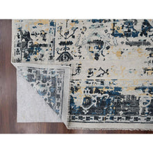 Load image into Gallery viewer, 8&#39;10&quot;x12&#39; Ivory And Blue, Hand Knotted, Densely Woven, Pure Wool, Erased Persian Serapi Heriz Design, Oriental Rug FWR505812