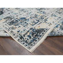 Load image into Gallery viewer, 8&#39;10&quot;x12&#39; Ivory And Blue, Hand Knotted, Densely Woven, Pure Wool, Erased Persian Serapi Heriz Design, Oriental Rug FWR505812