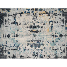 Load image into Gallery viewer, 8&#39;10&quot;x12&#39; Ivory And Blue, Hand Knotted, Densely Woven, Pure Wool, Erased Persian Serapi Heriz Design, Oriental Rug FWR505812