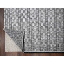 Load image into Gallery viewer, 7&#39;10&quot;x10&#39; Gray and Black, Modern Textured Roman Floor Design, Wool and Plant Based Silk, Hand Loomed, Oriental Rug FWR505842