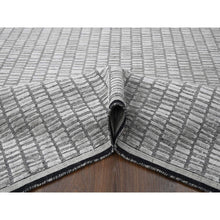 Load image into Gallery viewer, 7&#39;10&quot;x10&#39; Gray And Black, Modern Textured Roman Floor Design, Wool And Plant Based Silk, Hand Loomed, Oriental Rug FWR505842