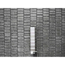 Load image into Gallery viewer, 7&#39;10&quot;x10&#39; Gray and Black, Modern Textured Roman Floor Design, Wool and Plant Based Silk, Hand Loomed, Oriental Rug FWR505842