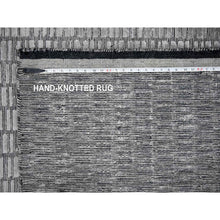 Load image into Gallery viewer, 7&#39;10&quot;x10&#39; Gray And Black, Modern Textured Roman Floor Design, Wool And Plant Based Silk, Hand Loomed, Oriental Rug FWR505842