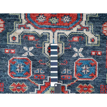 Load image into Gallery viewer, 7&#39;9&quot;x7&#39;9&quot; Charcoal Black, Karajeh Heriz Geometric Design, Supple Collection, Thick And Plush, Pure Wool Hand Knotted, Round Oriental Rug FWR505914