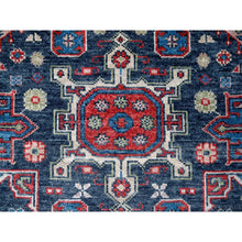 Load image into Gallery viewer, 7&#39;9&quot;x7&#39;9&quot; Charcoal Black, Karajeh Heriz Geometric Design, Supple Collection, Thick And Plush, Pure Wool Hand Knotted, Round Oriental Rug FWR505914