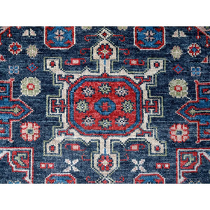 7'9"x7'9" Charcoal Black, Karajeh Heriz Geometric Design, Supple Collection, Thick And Plush, Pure Wool Hand Knotted, Round Oriental Rug FWR505914