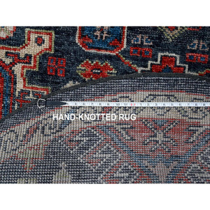 7'9"x7'9" Cloud Gray, Washed Out Peshawar with Ziegler Mahal Design, Hand Knotted, High Mountain Wool, Densely Woven, Round, Oriental Rug FWR124386