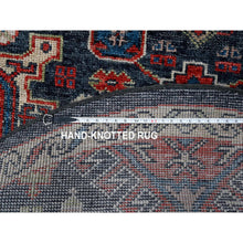 Load image into Gallery viewer, 7&#39;9&quot;x7&#39;9&quot; Charcoal Black, Karajeh Heriz Geometric Design, Supple Collection, Thick And Plush, Pure Wool Hand Knotted, Round Oriental Rug FWR505914