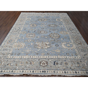 11'9"x14'10" Silver Blue, Natural Wool Hand Knotted, Oushak Design, Supple Collection Plush and Lush, Oversized Oriental Rug FWR505944