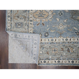 11'9"x14'10" Silver Blue, Natural Wool Hand Knotted, Oushak Design, Supple Collection Plush and Lush, Oversized Oriental Rug FWR505944