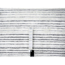 Load image into Gallery viewer, 7&#39;10&quot;x10&#39; Black and Ivory, Modern Textured and Variegated Line Design, Wool and Plant Based Silk, Hand Loomed, Oriental Rug FWR506004