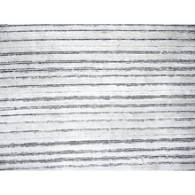 Load image into Gallery viewer, 7&#39;10&quot;x10&#39; Black And Ivory, Modern Textured And Variegated Line Design, Wool And Plant Based Silk,  Hand Loomed, Oriental Rug FWR506004