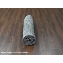 Load image into Gallery viewer, 9&#39;1&quot;x12&#39;1&quot; Taupe and Black, Wool and Plant Based Silk, Hand Loomed, Modern Textured and Variegated Line Design, Oriental Rug FWR506082