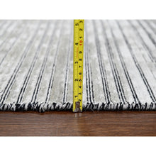 Load image into Gallery viewer, 9&#39;1&quot;x12&#39;1&quot; Taupe and Black, Wool and Plant Based Silk, Hand Loomed, Modern Textured and Variegated Line Design, Oriental Rug FWR506082