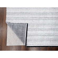 Load image into Gallery viewer, 8&#39;x10&#39; Ivory, Wool and Plant Based Silk, Modern Textured and Variegated Line Design, Hand Loomed, Oriental Rug FWR506094