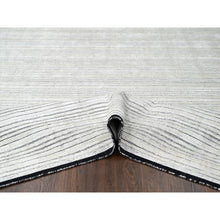 Load image into Gallery viewer, 8&#39;x10&#39; Ivory, Wool and Plant Based Silk, Modern Textured and Variegated Line Design, Hand Loomed, Oriental Rug FWR506094