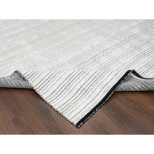 Load image into Gallery viewer, 8&#39;x10&#39; Ivory, Wool and Plant Based Silk, Modern Textured and Variegated Line Design, Hand Loomed, Oriental Rug FWR506094