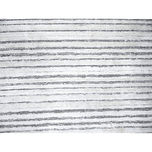 Load image into Gallery viewer, 8&#39;x10&#39; Ivory, Wool and Plant Based Silk, Modern Textured and Variegated Line Design, Hand Loomed, Oriental Rug FWR506094