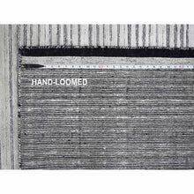 Load image into Gallery viewer, 8&#39;x10&#39; Ivory, Wool and Plant Based Silk, Modern Textured and Variegated Line Design, Hand Loomed, Oriental Rug FWR506094