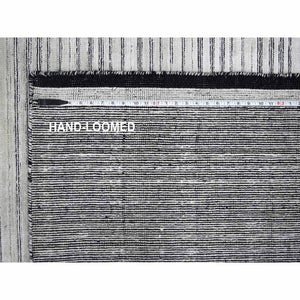 8'x10' Ivory, Wool and Plant Based Silk, Modern Textured and Variegated Line Design, Hand Loomed, Oriental Rug FWR506094