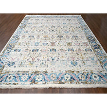 Load image into Gallery viewer, 12&#39;1&quot;x14&#39;10&quot; Ivory And Sky Blue, Hand Knotted, Mahal Design, Supple Collection, Soft And Vibrant Pile, 100% Wool, Vegetable Dyes, Oversize Oriental Rug FWR506172