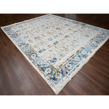 Load image into Gallery viewer, 12&#39;1&quot;x14&#39;10&quot; Ivory And Sky Blue, Hand Knotted, Mahal Design, Supple Collection, Soft And Vibrant Pile, 100% Wool, Vegetable Dyes, Oversize Oriental Rug FWR506172