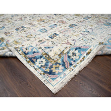 Load image into Gallery viewer, 12&#39;1&quot;x14&#39;10&quot; Ivory And Sky Blue, Hand Knotted, Mahal Design, Supple Collection, Soft And Vibrant Pile, 100% Wool, Vegetable Dyes, Oversize Oriental Rug FWR506172