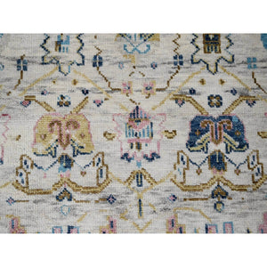 12'1"x14'10" Ivory And Sky Blue, Hand Knotted, Mahal Design, Supple Collection, Soft And Vibrant Pile, 100% Wool, Vegetable Dyes, Oversize Oriental Rug FWR506172